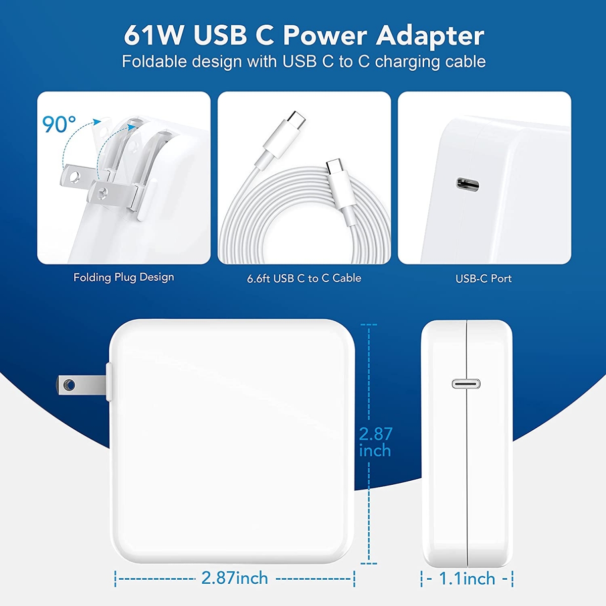 61W USB C Charger Power Adapter-CPY,Laptop-Akku, Laptop-Adapter, Laptop-Ladegerät, Dell-Akku, Apple-Akku, HP-Akku