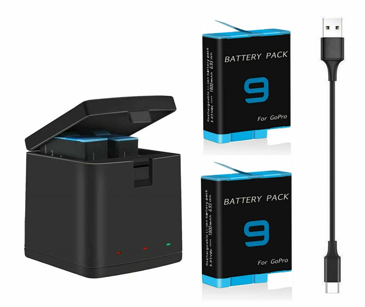 Kutija punjača s 3 utora +2 baterija za GoPro-CPY, baterija za prijenosno računalo, adapter za prijenosno računalo, punjač za prijenosno računalo, Dell baterija, Apple baterija, HP baterija